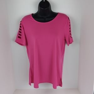 Michael Kors Electric Pink Ladder Sleeve Cut out Top Size M NWT